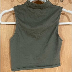 #58- MOTEL ROCKS-cropped halter tank in army green